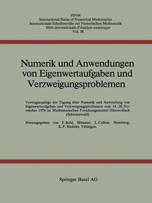 cover image of Numerik und Anwendungen von Eigenwertaufgaben und Verzweigungsproblemen